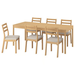 Set masa + 6 scaune Ikea Tonstad/Fridtuna (Stejar/Bej deschis) Thumb