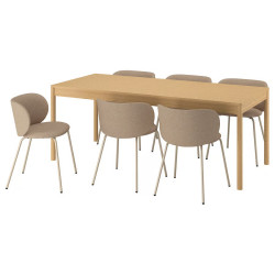 Комплект стол + 6 стула Ikea Tonstad/Krylbo/Tonerud 200x85 (Дуб/Светло-бежевый) Thumb
