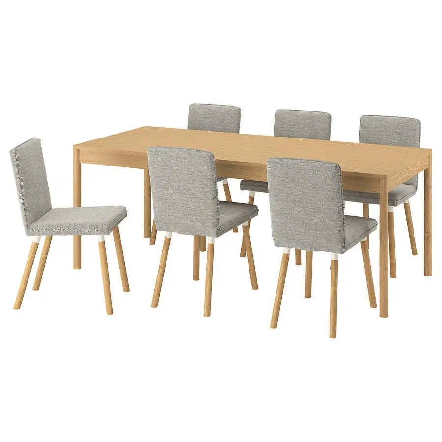 Set masa + 6 scaune Ikea Tonstad/Viarp (Stejar/Bej-maro) - 2