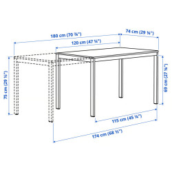 Set masa + 6 scaune Ikea Vihals/Tibbleby 120/180x74 (Alb/Galben) Thumb