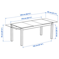 Комплект стол + 6 стульев Ikea Alhult/Bomstad 170/220x80 (Черный/Коричневый) Thumb