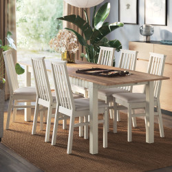 Комплект стол + 6 стульев Ikea Alhult/Kabusa 170/220x80 (Бежевый/Коричневый)