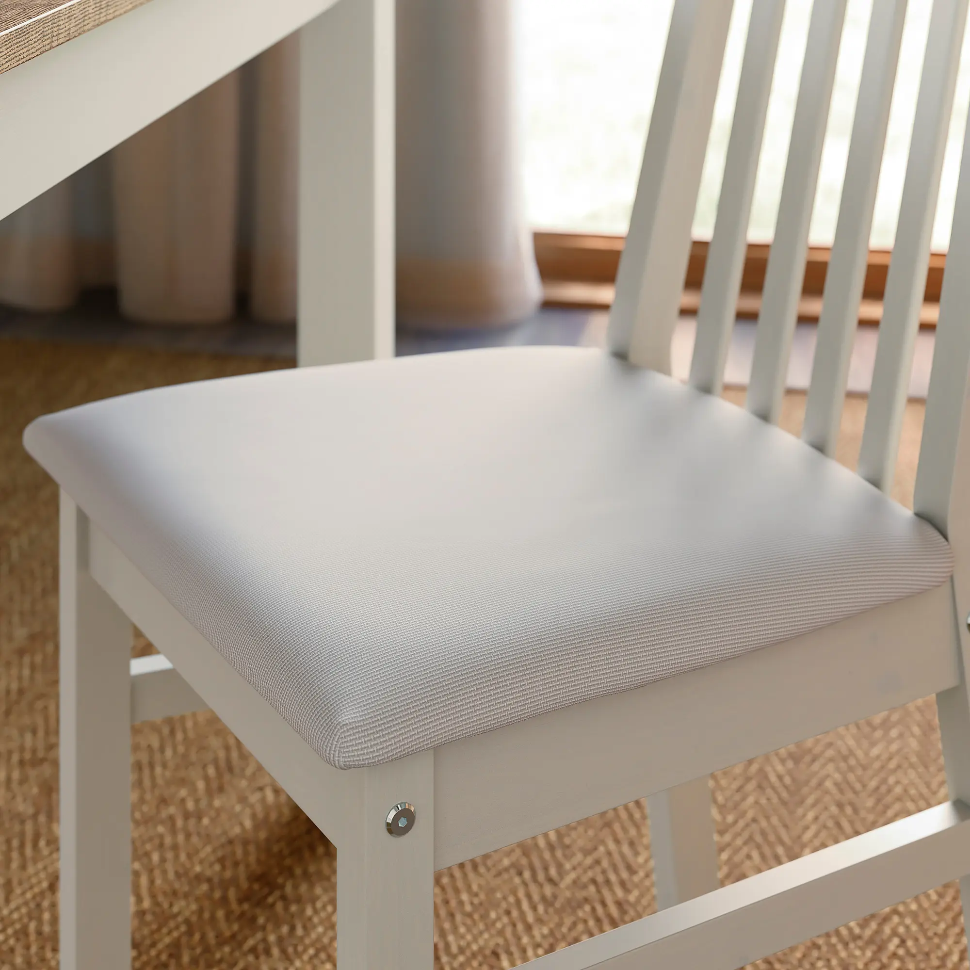 Комплект стол + 6 стульев Ikea Alhult/Kabusa 170/220x80 (Бежевый/Коричневый) - 7
