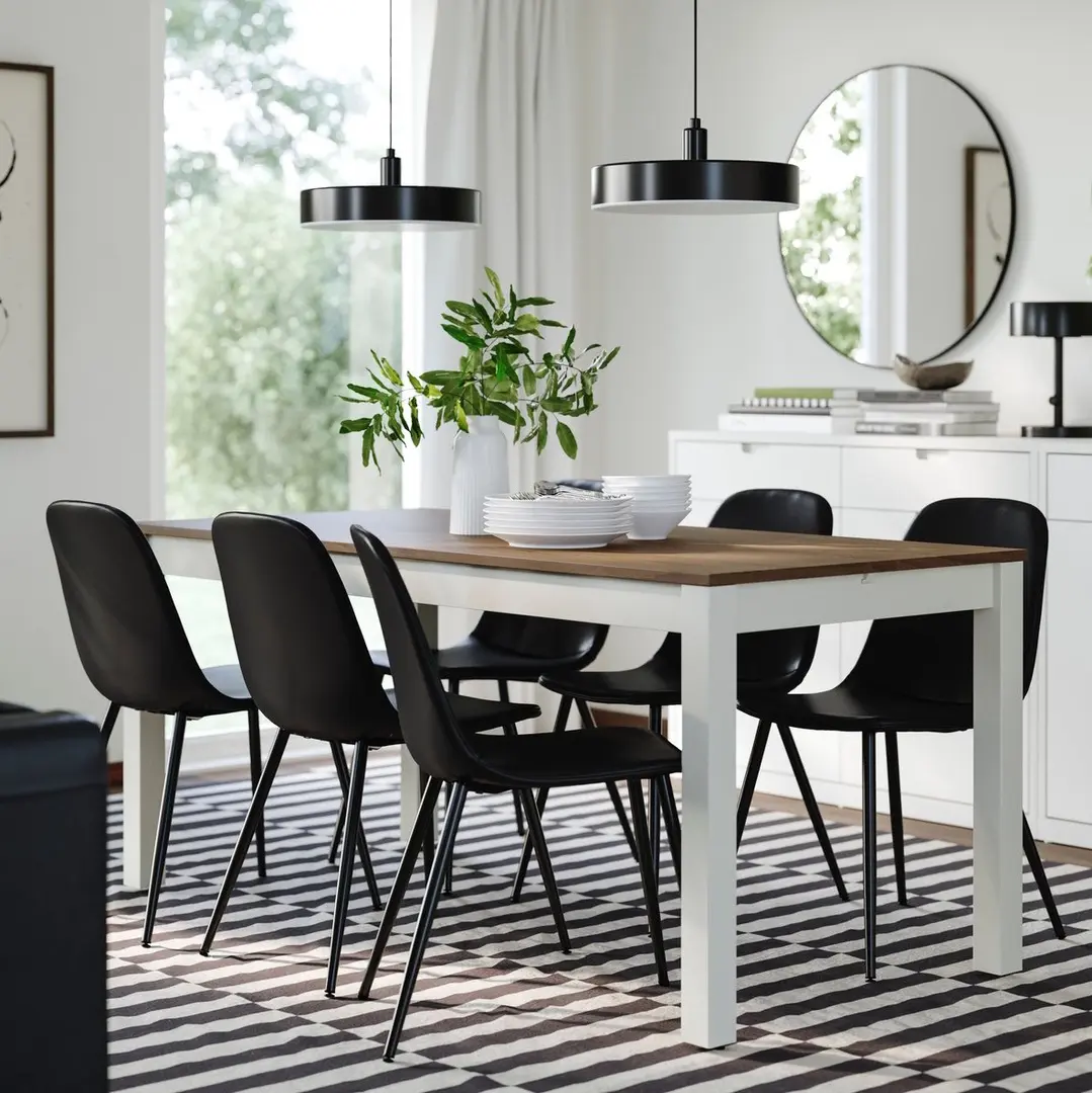 Комплект стол + 6 стульев Ikea Alhult/Nordmansskar (Бежевый/Коричневый/Черный)