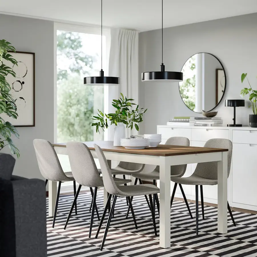 Set masa + 6 scaune Ikea Alhult/Nordmansskar (Maro/Gri)