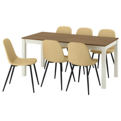 Set masa + 6 scaune Ikea Alhult/Nordmansskar/Letafors 170/220x80 (Maro/Galben-bej) Thumb