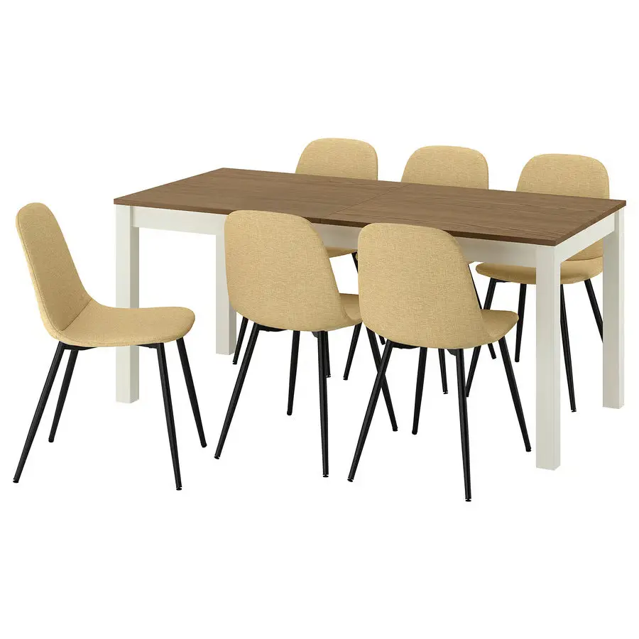 Set masa + 6 scaune Ikea Alhult/Nordmansskar/Letafors 170/220x80 (Maro/Galben-bej) - 2