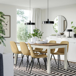 Set masa + 6 scaune Ikea Alhult/Nordmansskar/Letafors 170/220x80 (Maro/Galben-bej)