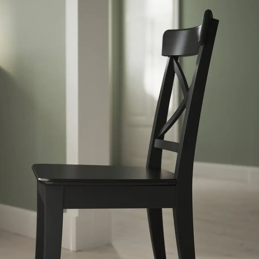 Set masa + 6 scaune Ikea Rosentorp 160/215x110 (Negru) - 5