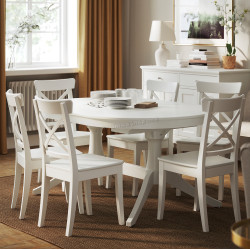 Комплект стол + 6 стульев Ikea Rosentorp (Белый)