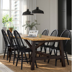 Комплект стол + 6 стульев Ikea Skogsta 235см (Акация/Черный)