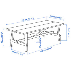Комплект стол + 6 стульев Ikea Skogsta 235см (Акация/Черный) Thumb
