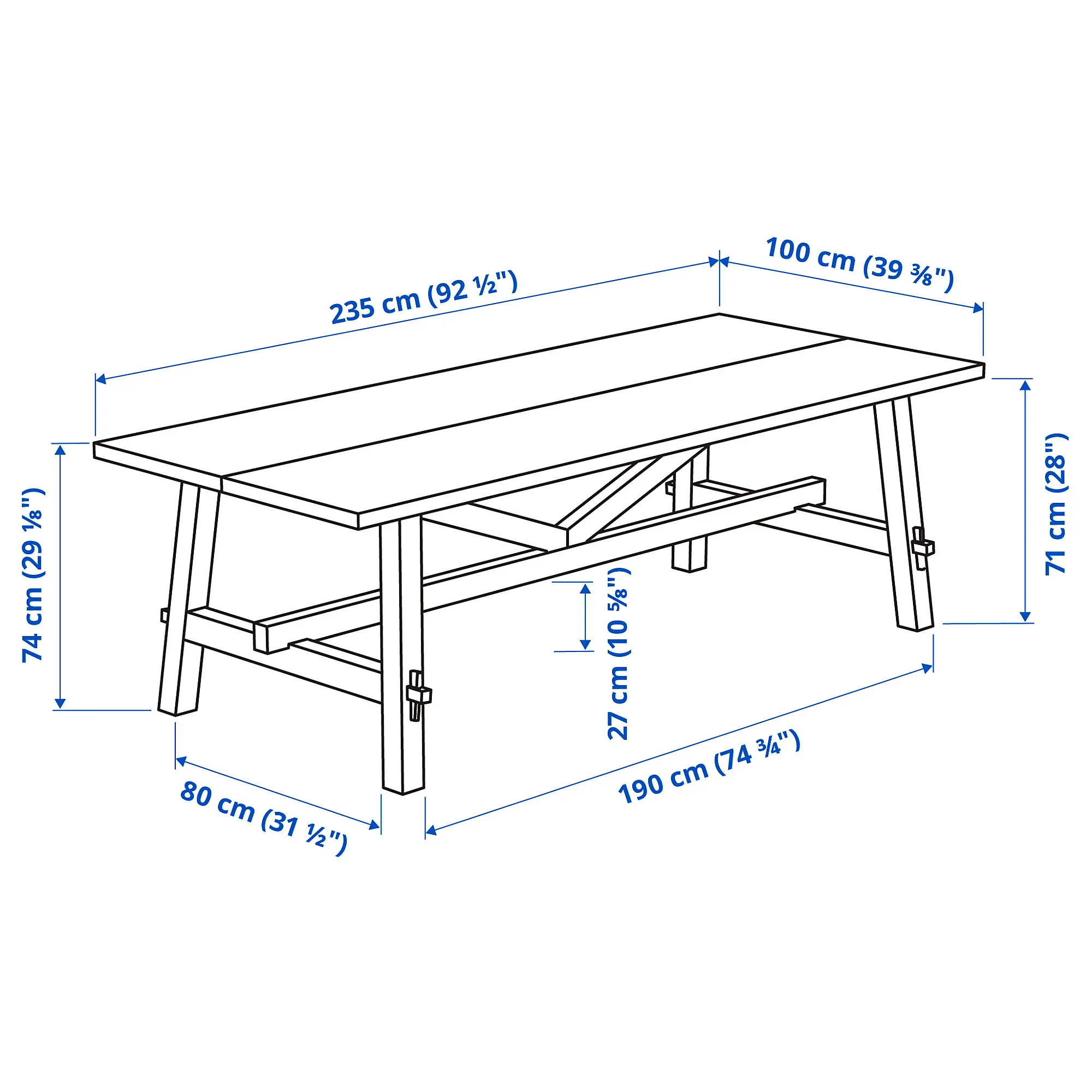 Комплект стол + 6 стульев Ikea Skogsta 235см (Акация/Черный) - 6