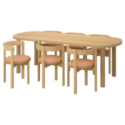 Комплект стол + 6 стульев Ikea Stockholm 2025 кожа (Дуб) Thumb