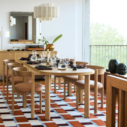 Set masa + 6 scaune Ikea Stockholm 2025 piele (Stejar)