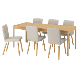 Set masa + 6 scaune Ikea Tonstad/Fridtuna 200x85 (Stejar/Bej deschis) Thumb