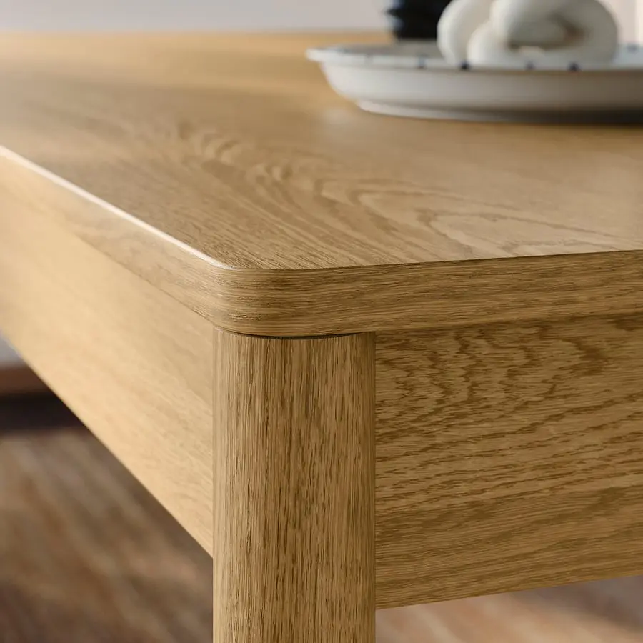 Set masa + 6 scaune Ikea Tonstad/Fridtuna 200x85 (Stejar/Bej deschis) - 3