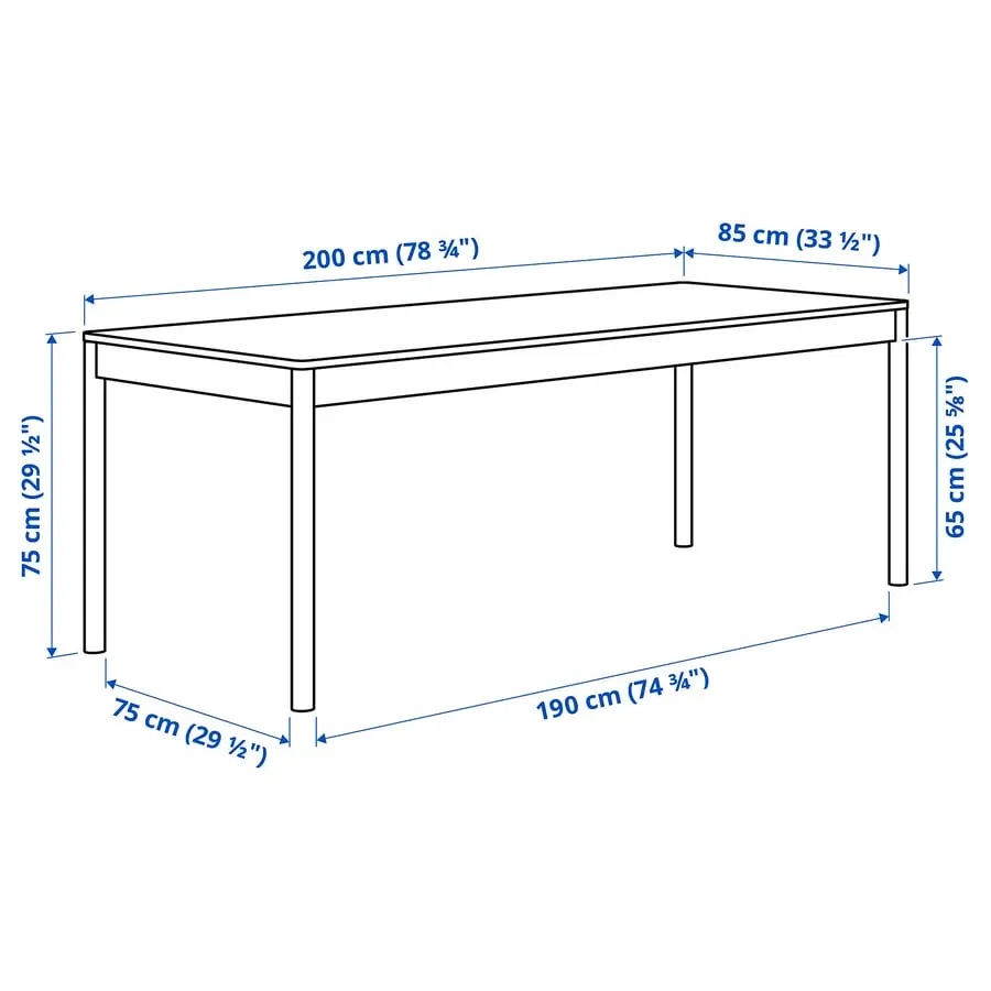 Set masa + 6 scaune Ikea Tonstad/Fridtuna 200x85 (Stejar/Bej deschis) - 6