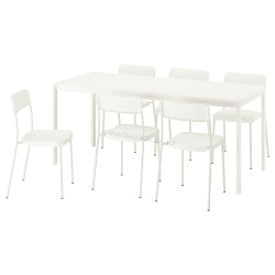 Комплект стол + 6 стульев Ikea Vihals 120/180x74 (Белый)