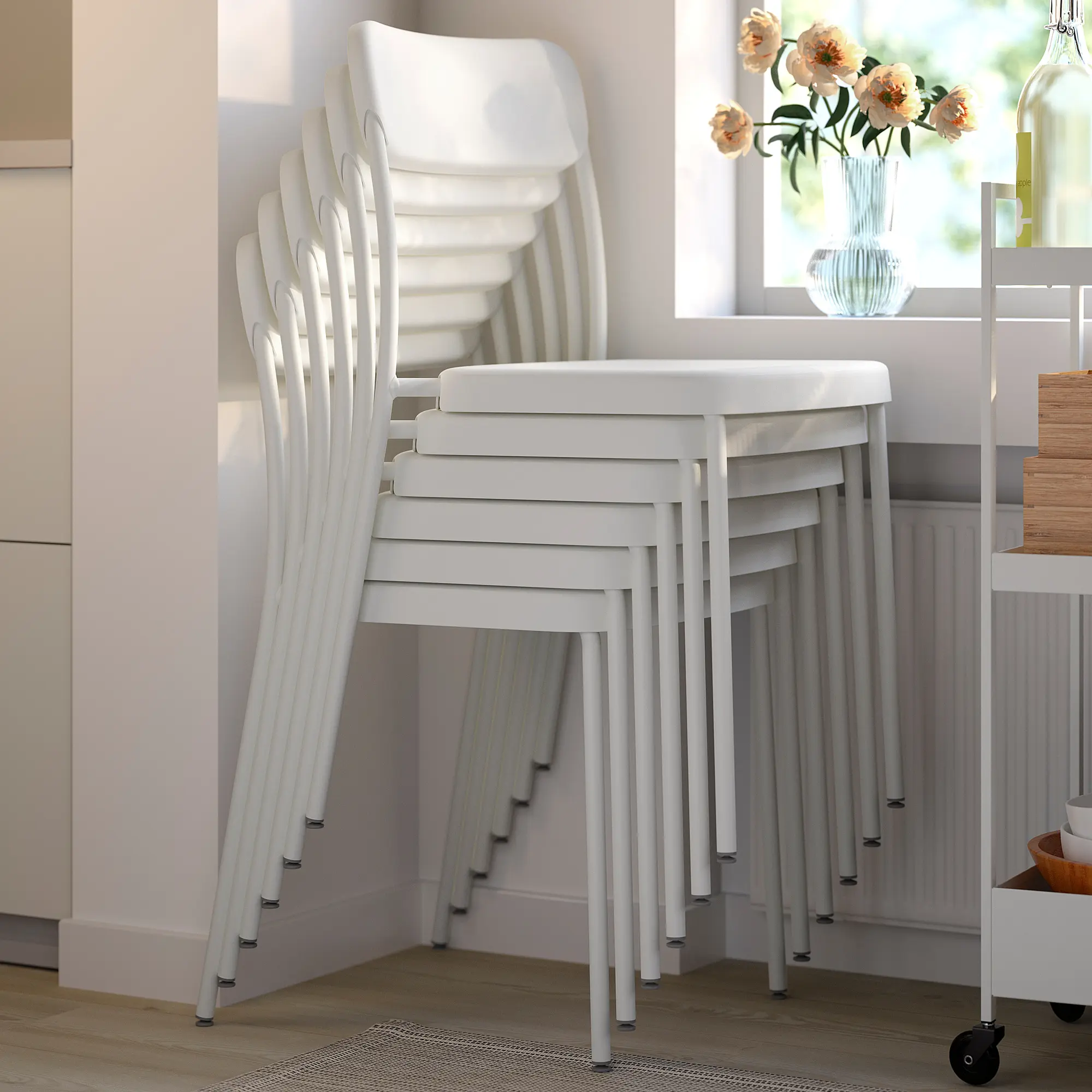 Set masa + 6 scaune Ikea Vihals 120/180x74 (Alb) - 4