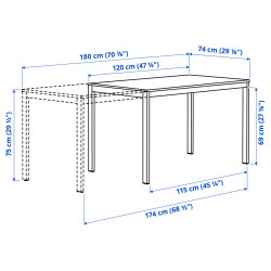 Set masa + 6 scaune Ikea Vihals 120/180x74 (Alb) Thumb