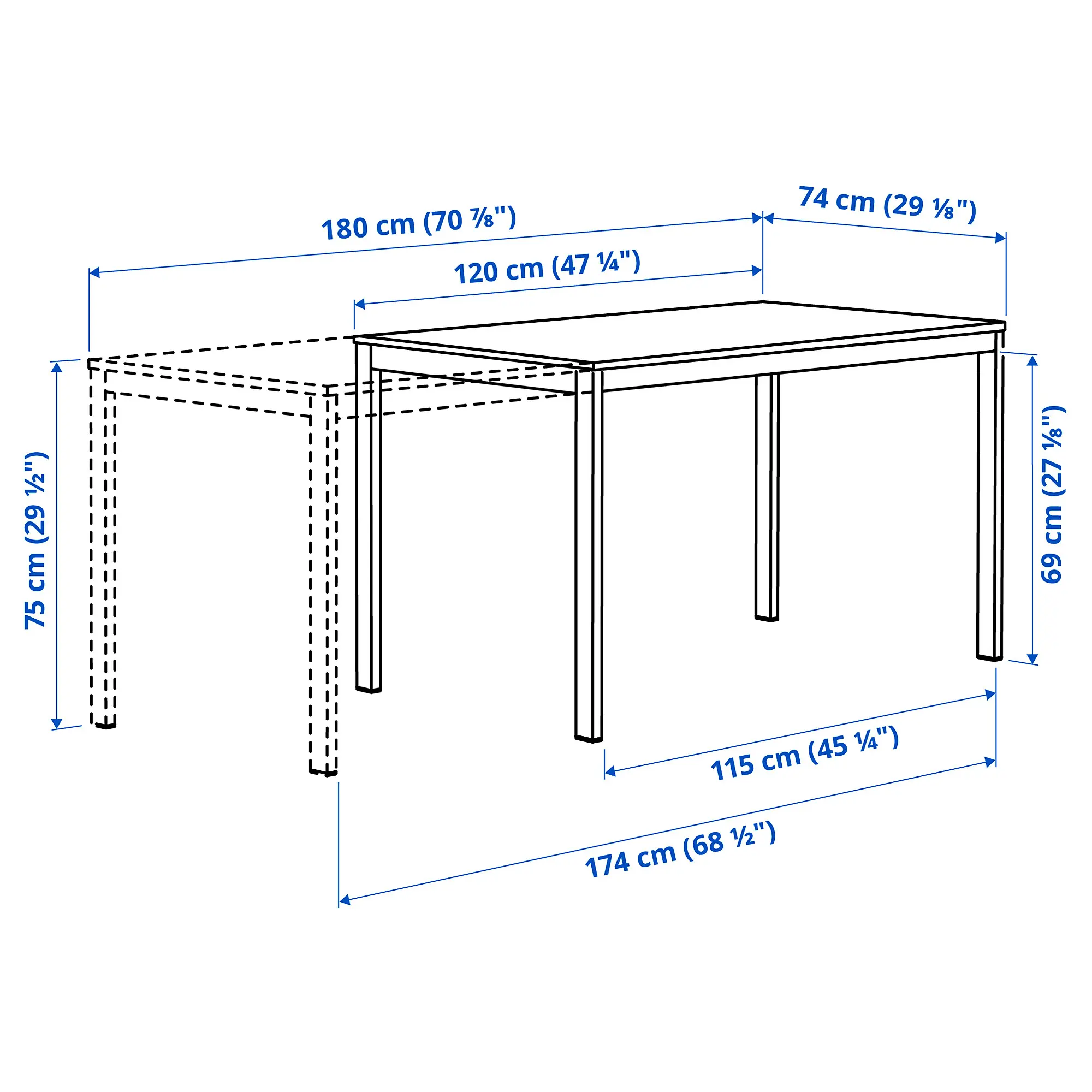 Set masa + 6 scaune Ikea Vihals 120/180x74 (Alb) - 5