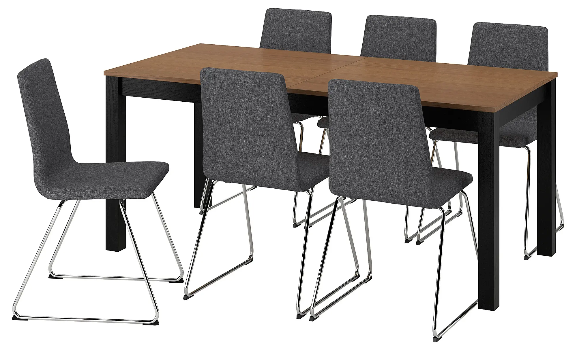 Set masa scaune Ikea Alhult/Lillanas/Gunnared 170/220x80 1+6 (Maro/Gri inchis)