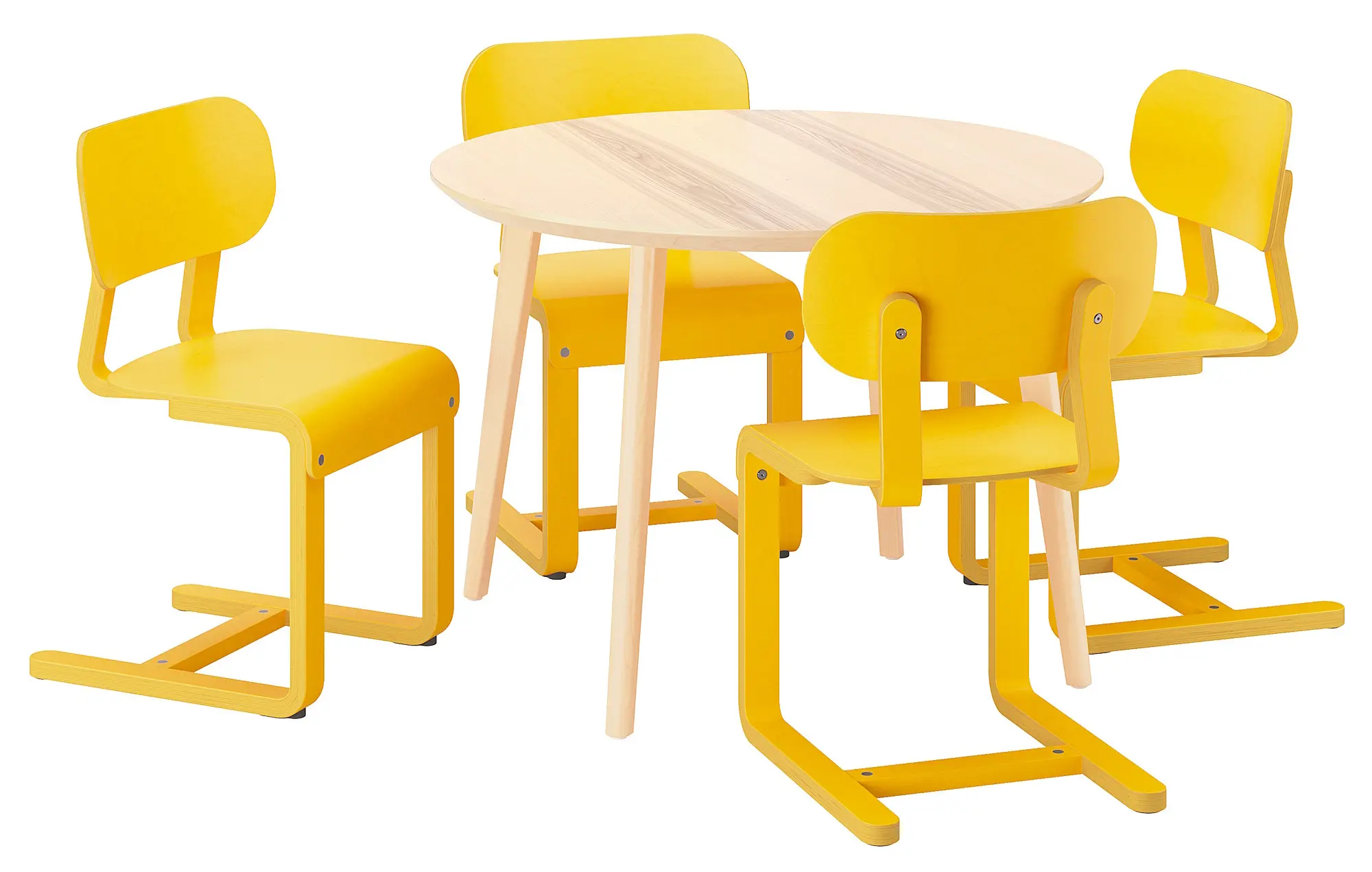 Set masa scaune Ikea Lisabo/Lyckan 105 1+4 (Frasin/Galben)