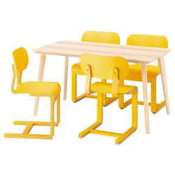 Set masa scaune Ikea Lisabo/Lyckan 140x78 1+4 (Frasin/Galben) Thumb