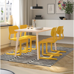 Set masa scaune Ikea Lisabo/Lyckan 140x78 1+4 (Frasin/Galben)