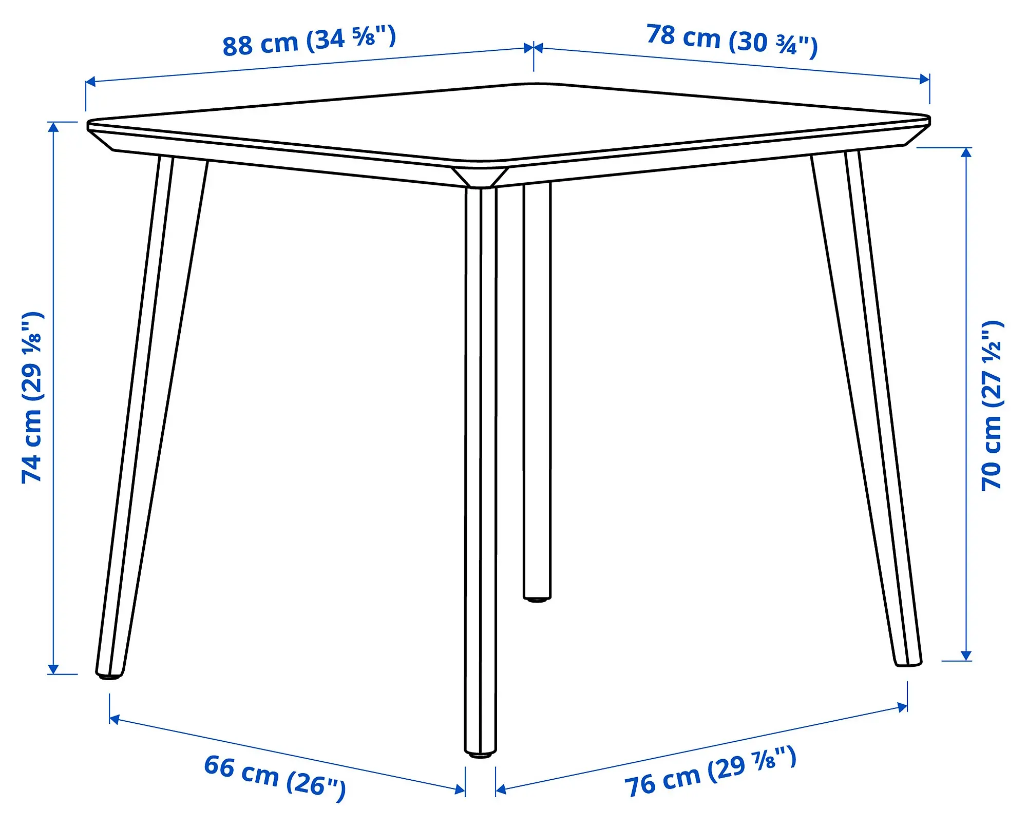 Set masa scaune Ikea Lisabo/Lyckan 88x78 1+2 (Frasin/Galben)