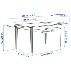 Set masa scaune Ikea Nasinge/Bergmund/Gunnared 130/190x80 1+4 (Alb/Gri mediu) Thumb