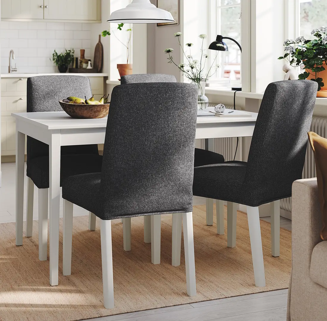 Set masa scaune Ikea Nasinge/Bergmund/Gunnared 130x80 1+4 (Alb/Gri mediu)