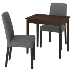 Set masa scaune Ikea Nasinge/Bergmund/Gunnared 80x60 1+2 (Maro/Gri mediu) Thumb