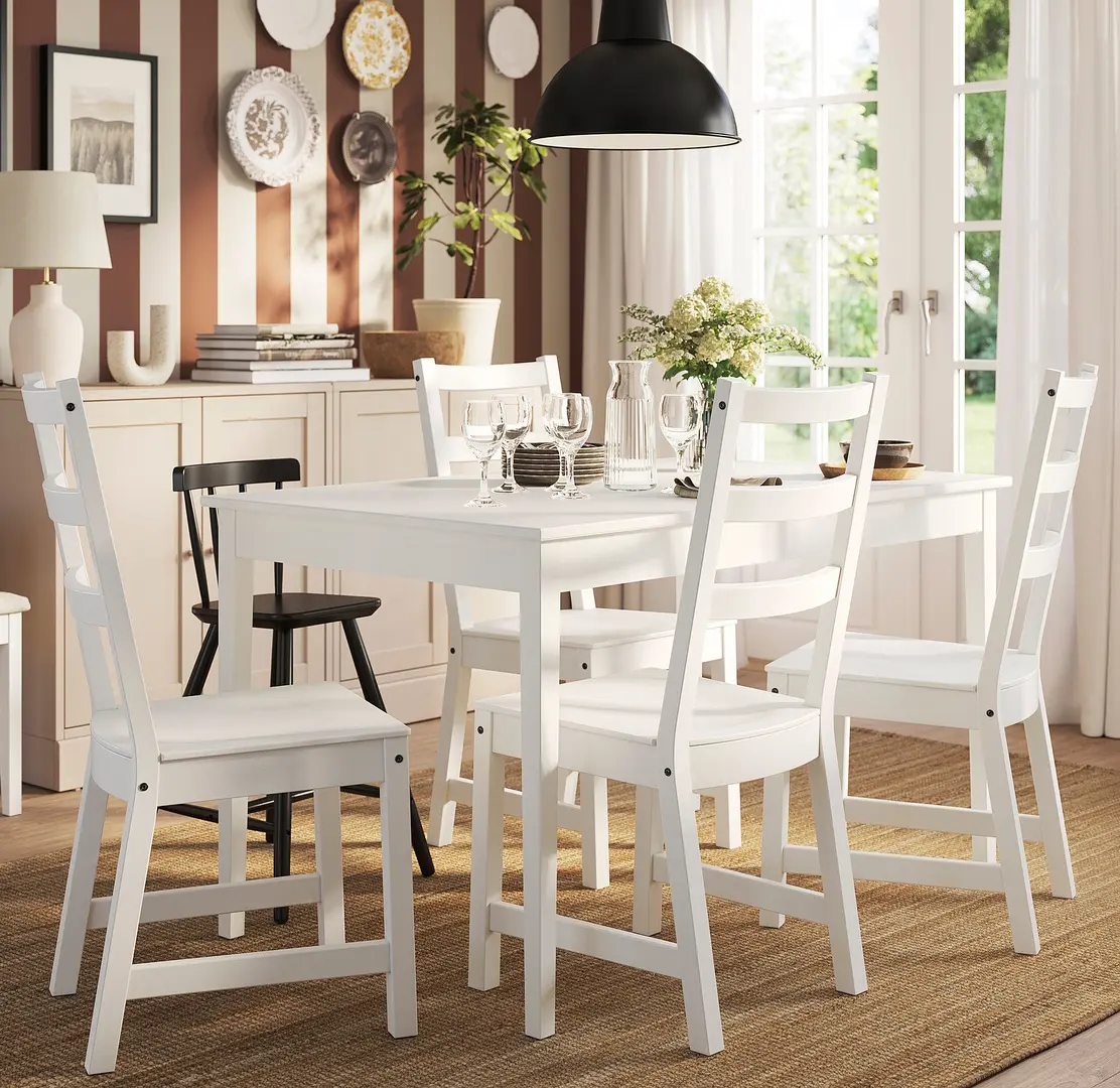 Set masa scaune Ikea Nasinge/Nordviken 130/190x80 1+4 (Alb)