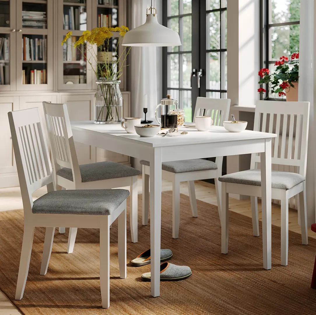 Set masa scaune Ikea Nasinge/Tibbleby 130x80 1+4 (Alb/Bej-gri)