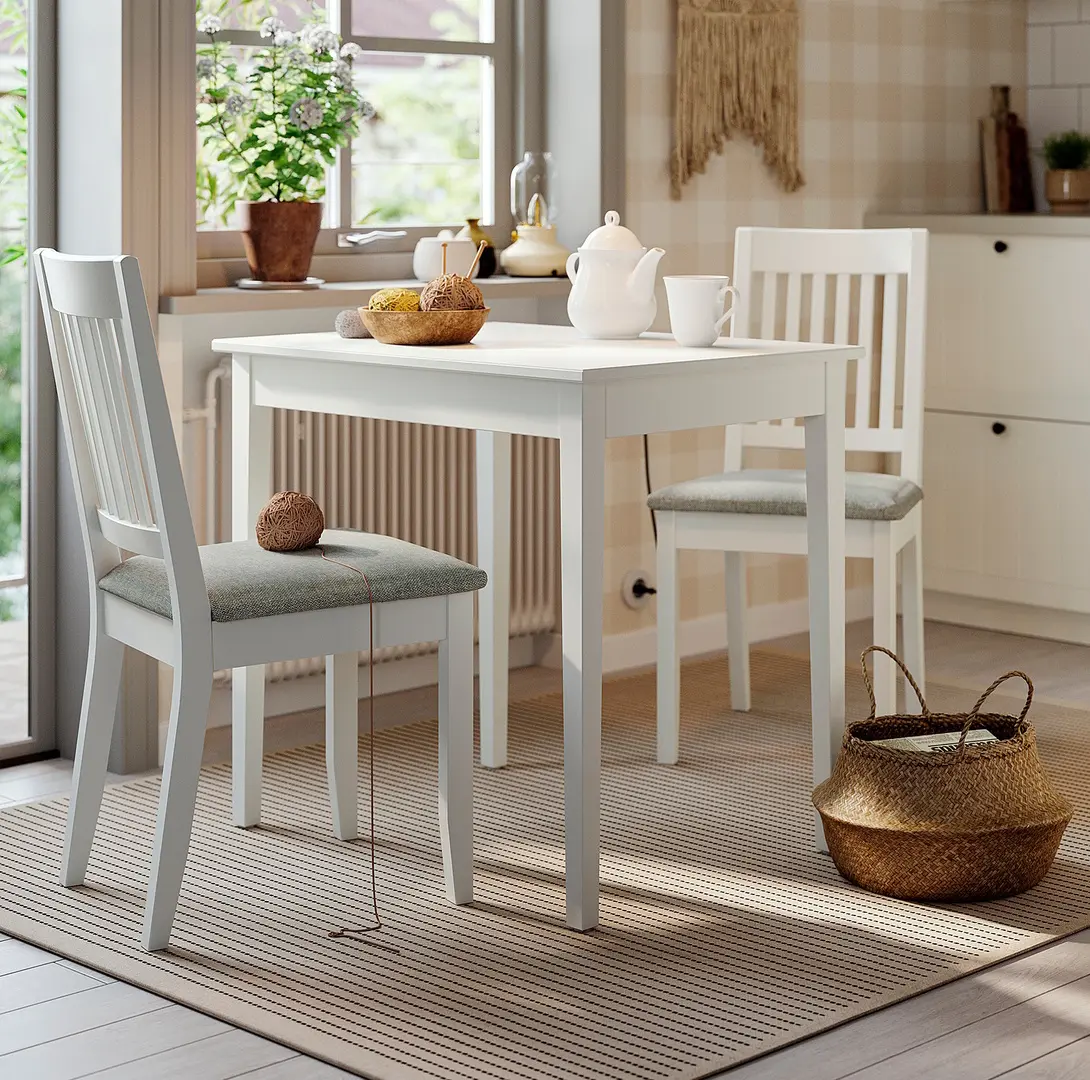 Set masa scaune Ikea Nasinge/Tibbleby 80x60 1+2 (Alb/Bej-gri)