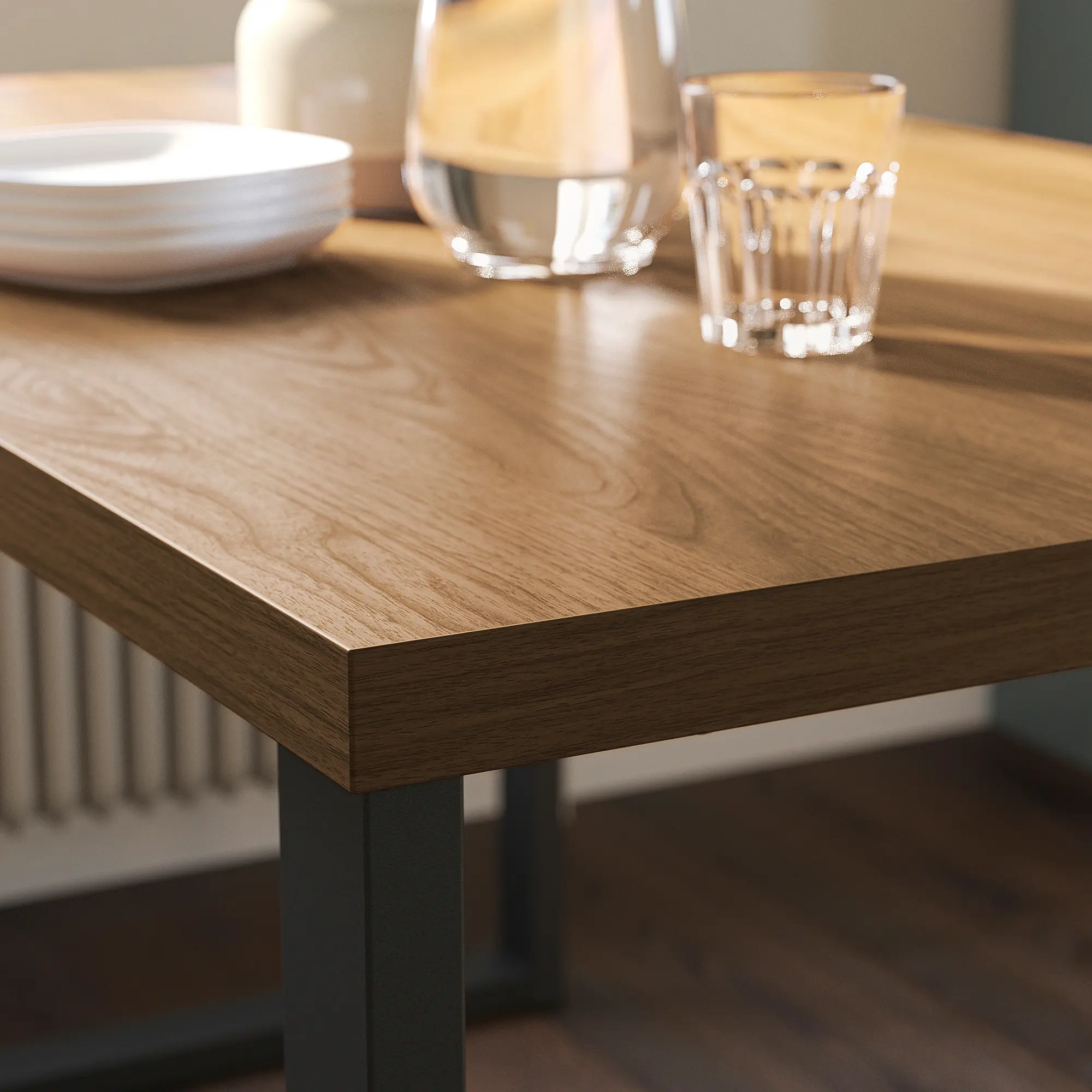 Set masa scaune Ikea Skalsta 1+4 (Nuc/Gri inchis)