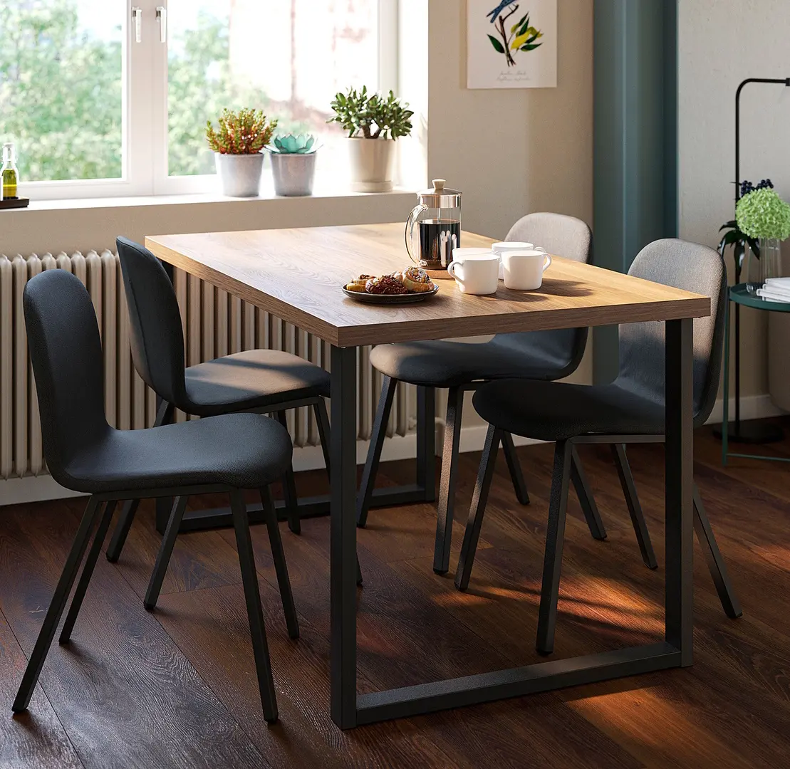 Set masa scaune Ikea Skalsta 1+4 (Nuc/Gri inchis)