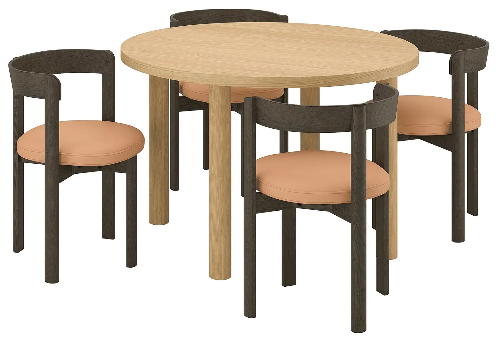 Set masa scaune Ikea Stockholm 2025 115 1+4 (Furnir stejar/Maro)