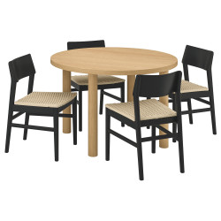Set masa scaune Ikea Stockholm 2025/Skansnas 115 1+4 (Furnir stejar/Negru) Thumb