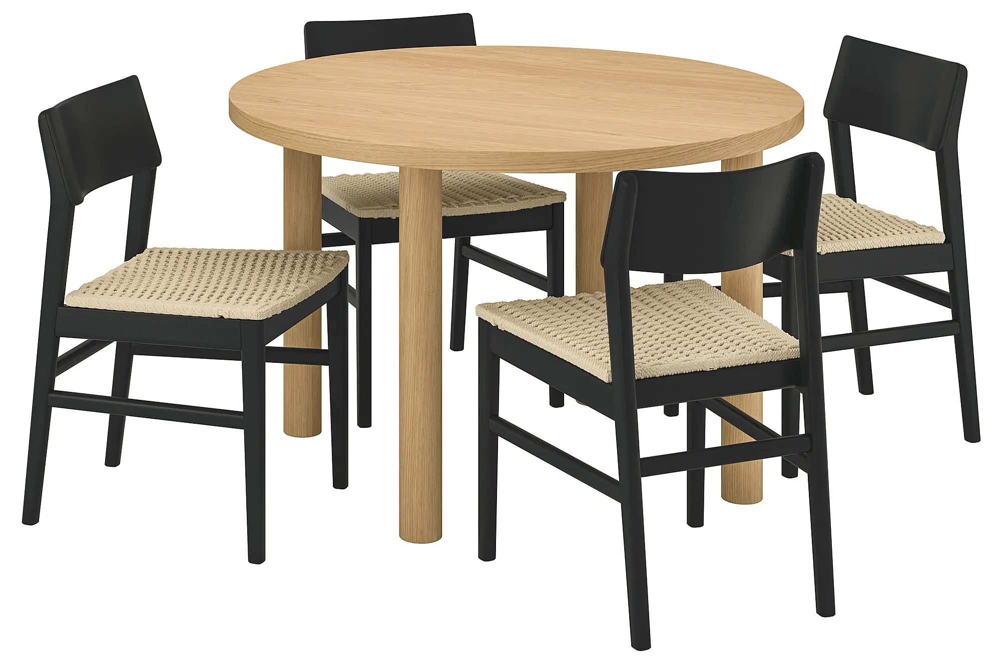 Set masa scaune Ikea Stockholm 2025/Skansnas 115 1+4 (Furnir stejar/Negru) - 2