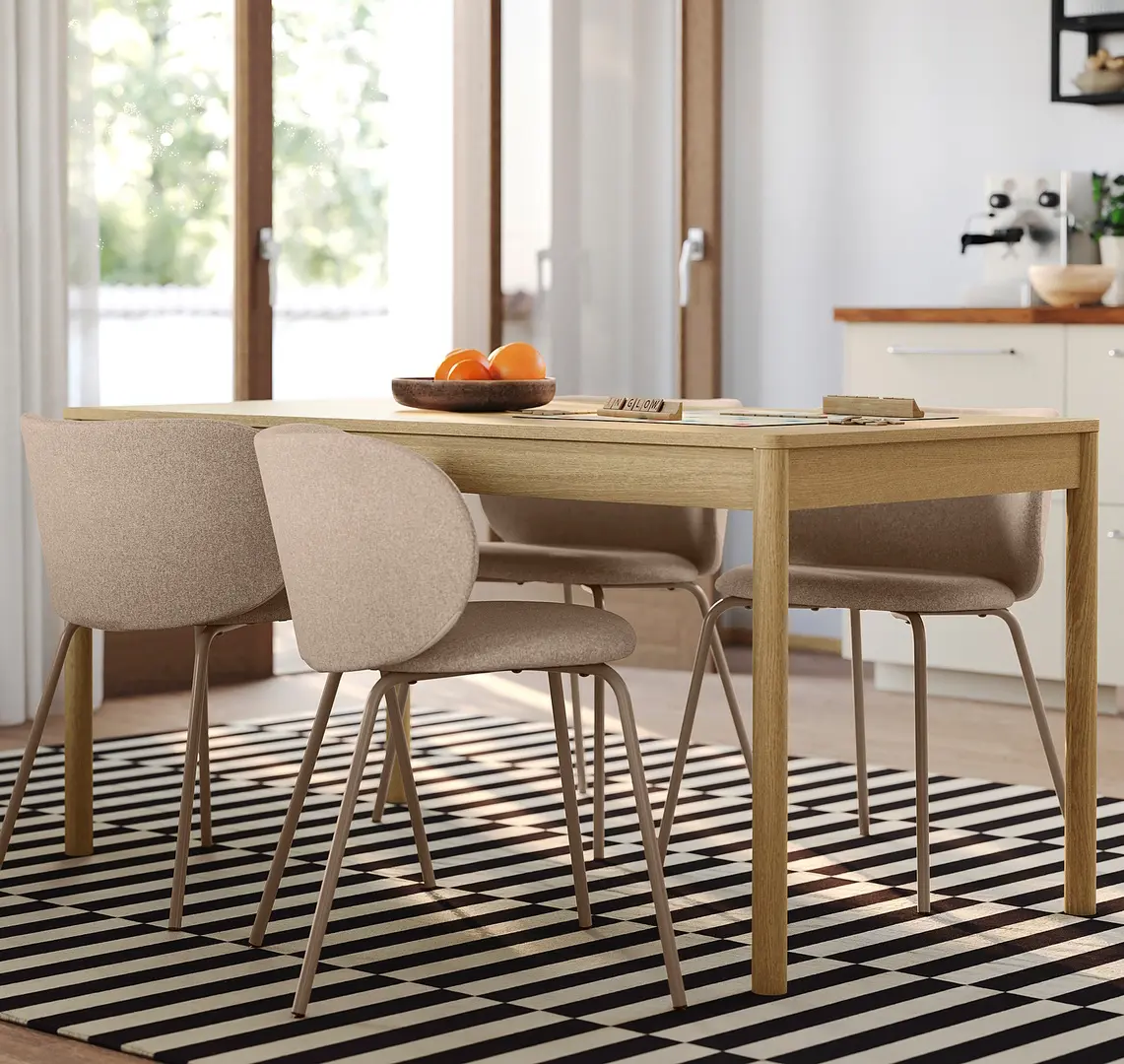 Set masa scaune Ikea Tonstad/Krylbo/Tonerud 150x80 1+4 (Furnir stejar/Bej inchis)