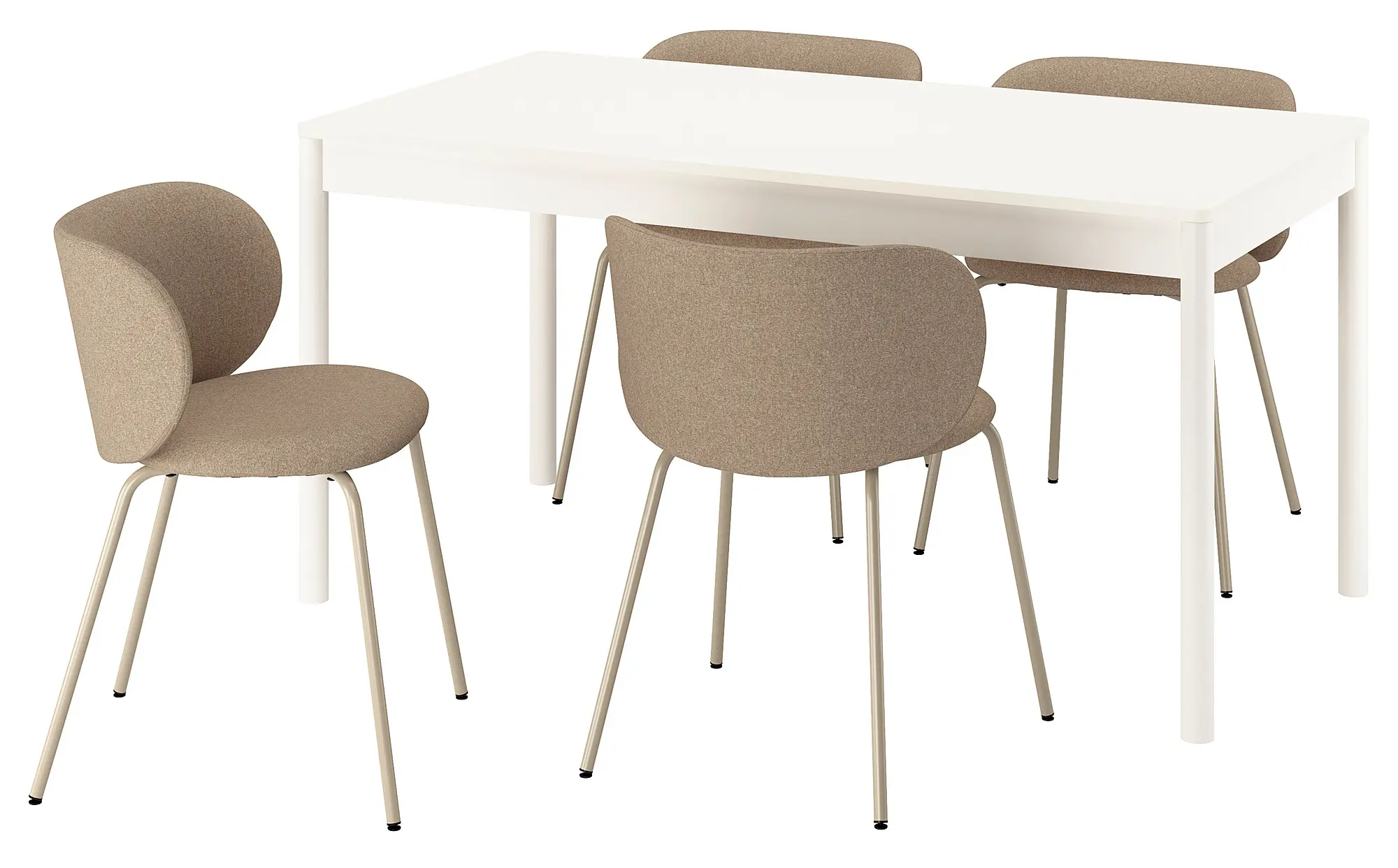 Set masa scaune Ikea Tonstad/Krylbo/Tonerud 150x80 1+4 (Alb murdar/Bej inchis)