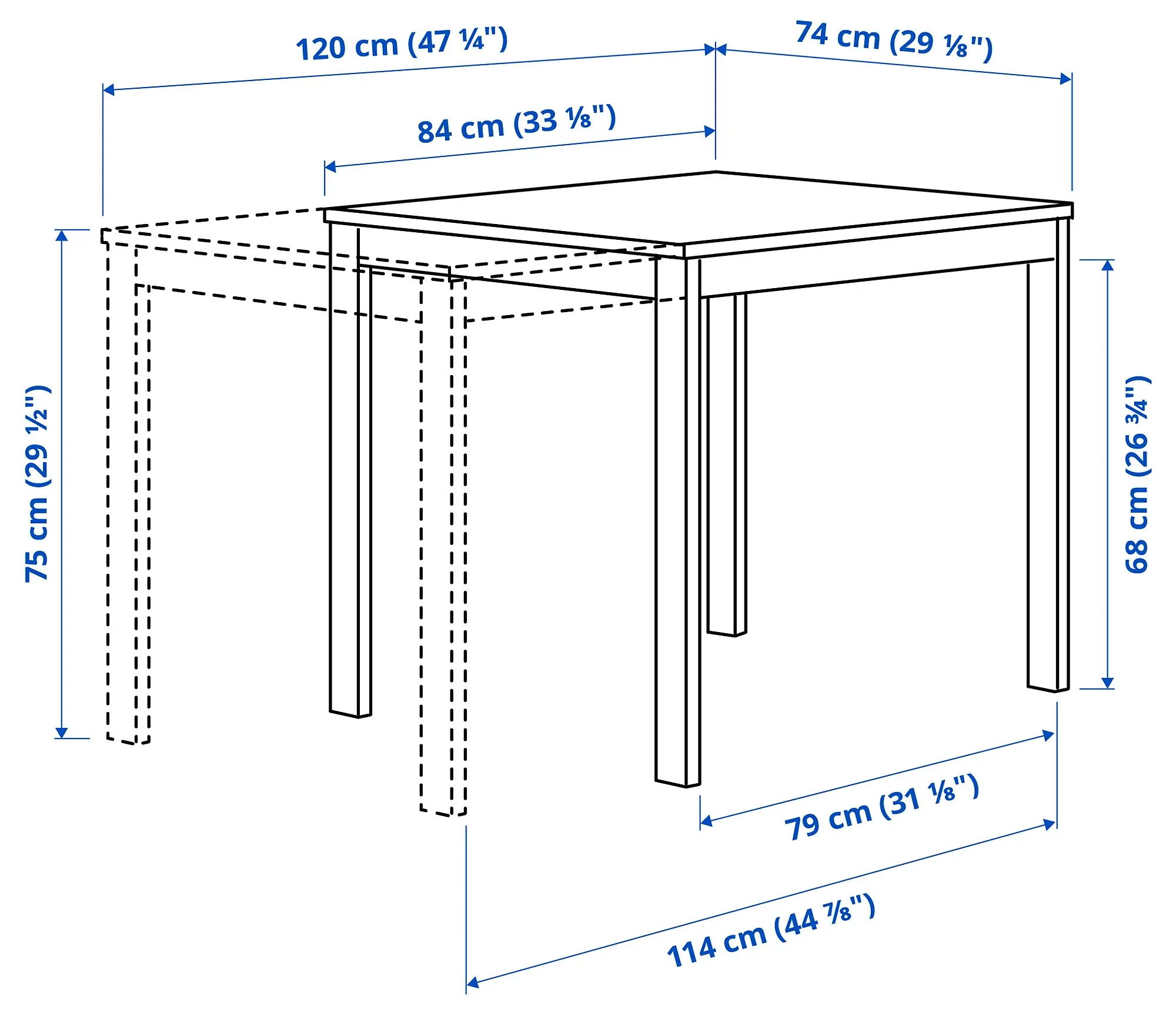 Set masa scaune Ikea Vihals 84/120x74 1+2 (Alb)