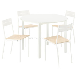Set masa scaune Ikea Vihals/Buslatt 107 1+4 (Alb/Pin)