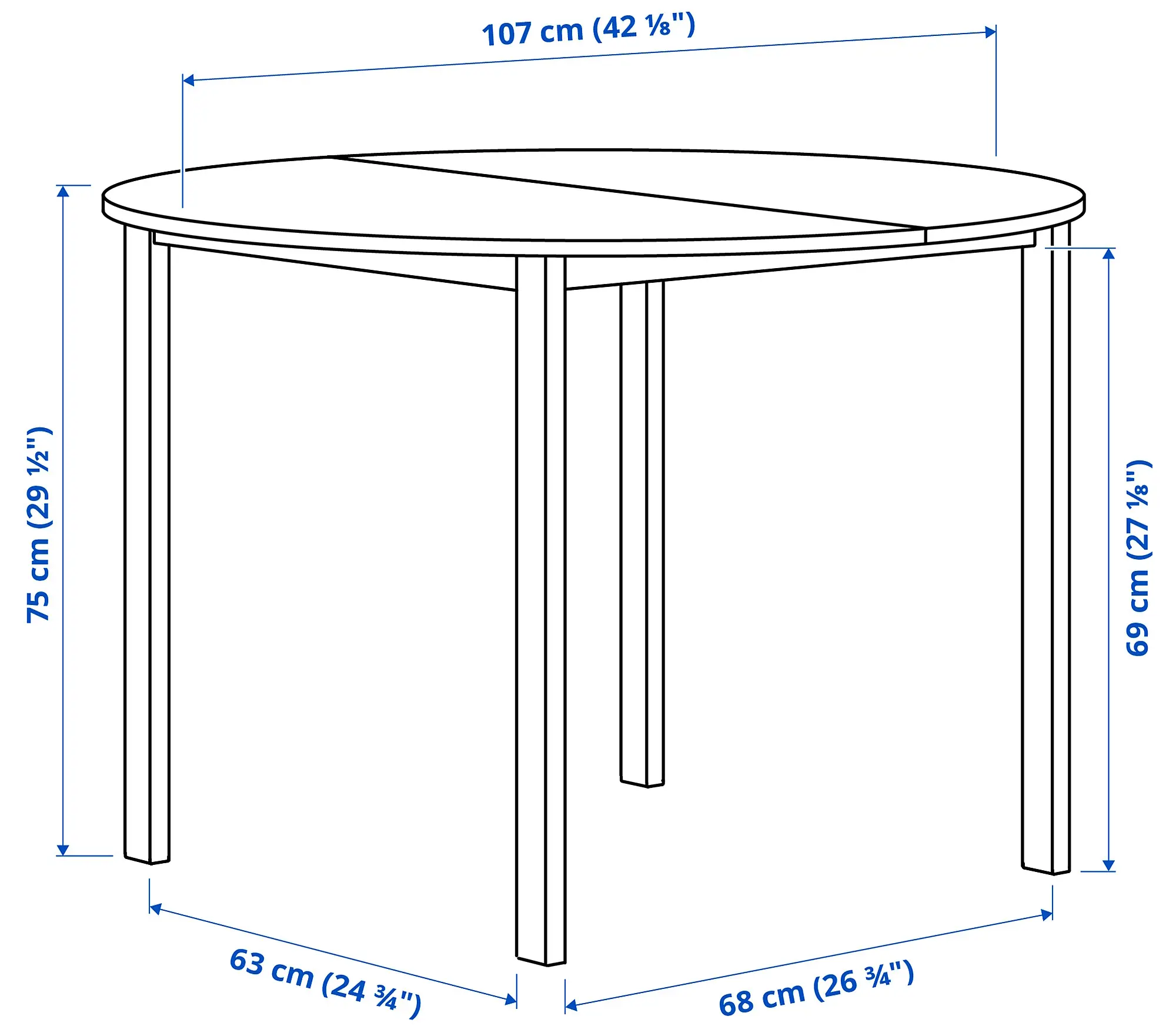 Set masa scaune Ikea Vihals/Buslatt 107 1+4 (Alb/Pin)
