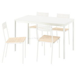 Set masa scaune Ikea Vihals/Buslatt 125x74 1+4 (Alb/Pin)
