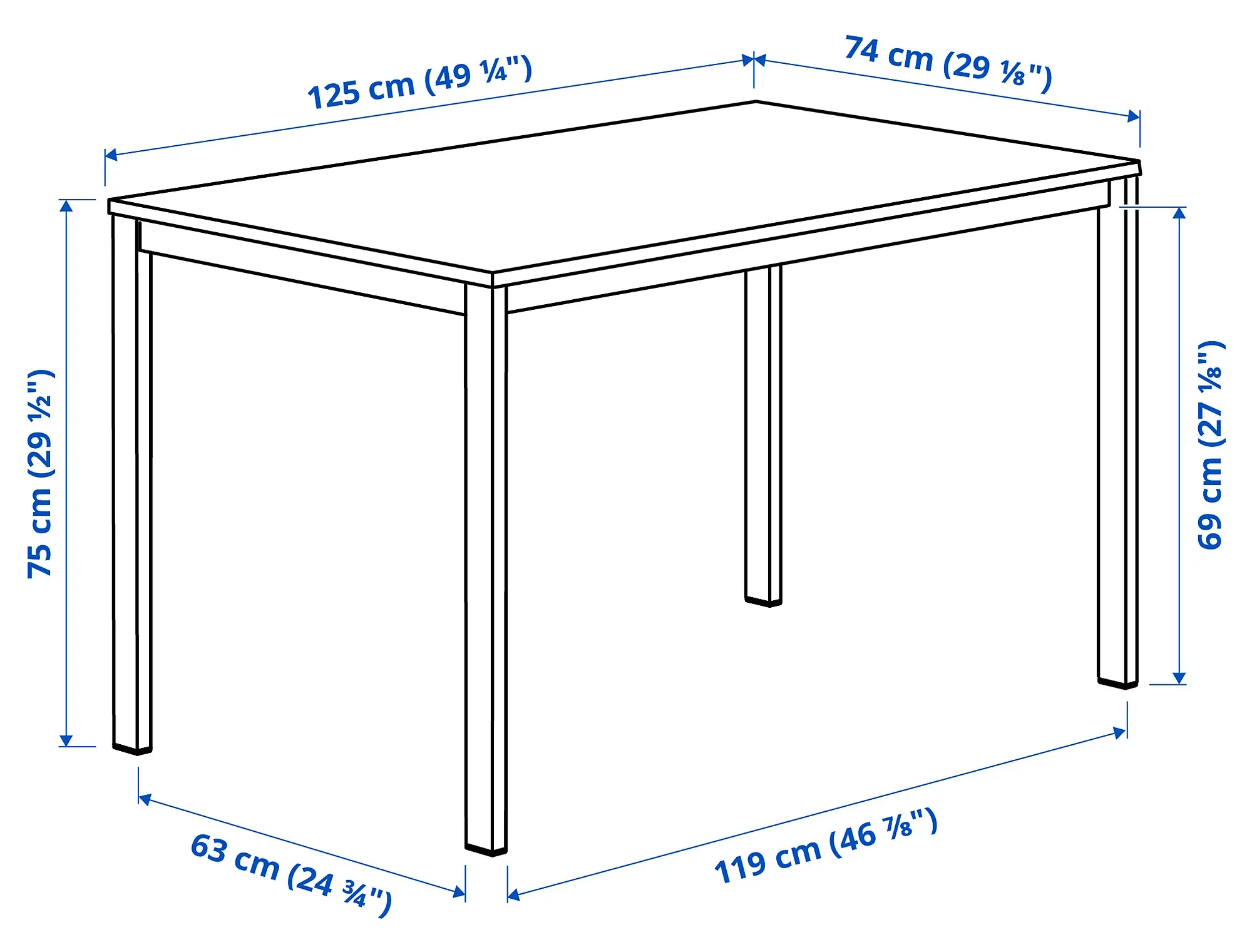 Set masa scaune Ikea Vihals/Buslatt 125x74 1+4 (Alb/Pin)