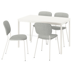 Set masa scaune Ikea Vihals/Tibbleby 120/180x74 1+4 (Alb/Bej-gri)